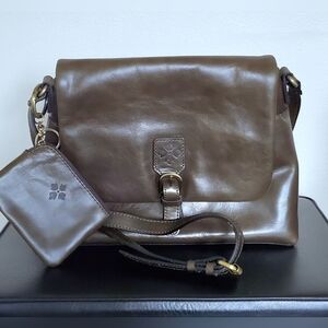 3-Piece Large Leather Crossbody Messenger, Mini Bag Charm & Dust Bag